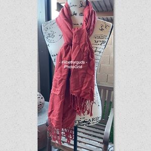 Lightweight Burnt Orange Scarf with Fringe